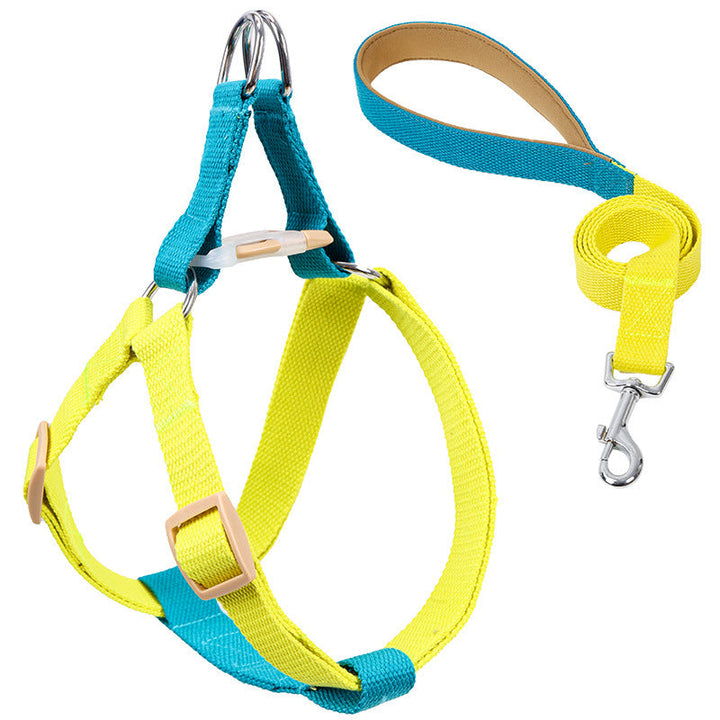 Colorful Pet Drawstring Leash With Vest Style Harness - The Perfect Companion for Your Furry Friend